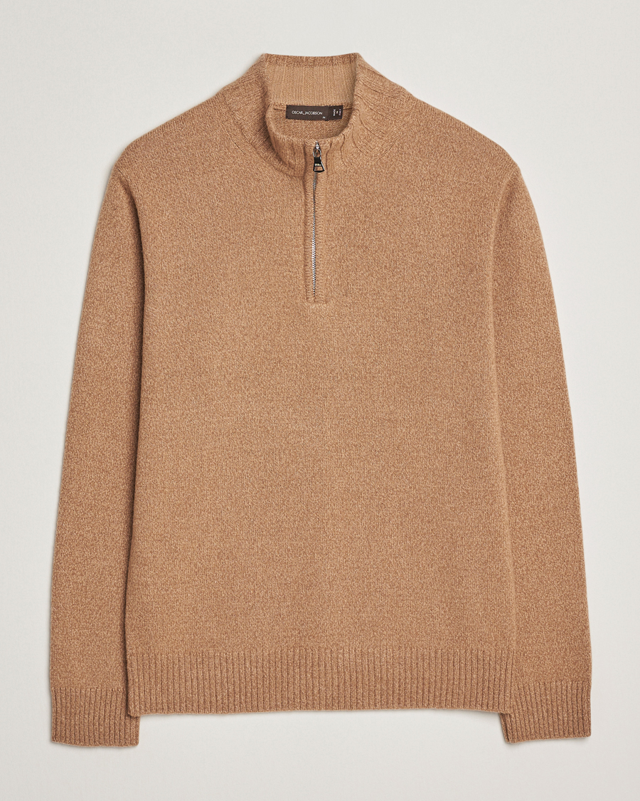 Hombres | Jerséis y prendas de punto | Oscar Jacobson | Paul Wool/Cashmere Half-Zip Beige