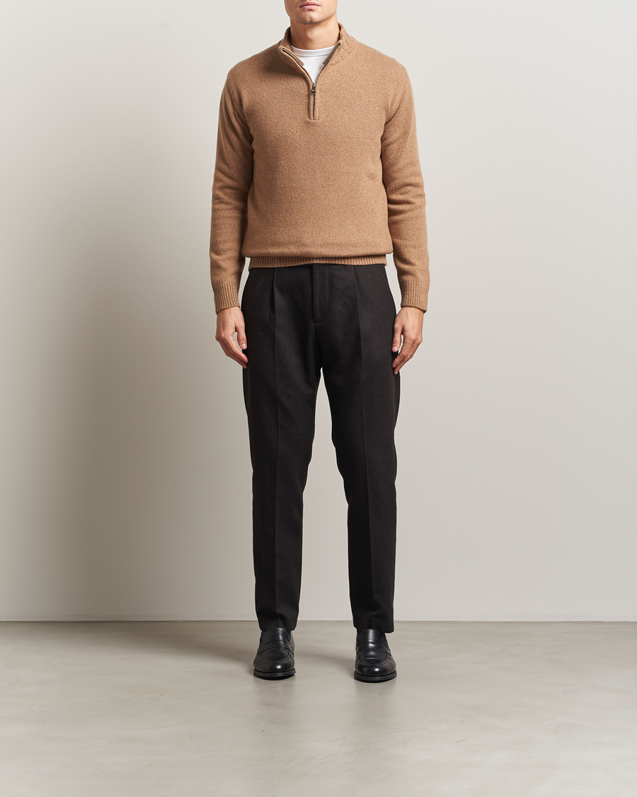 Hombres | Jerséis y prendas de punto | Oscar Jacobson | Paul Wool/Cashmere Half-Zip Beige