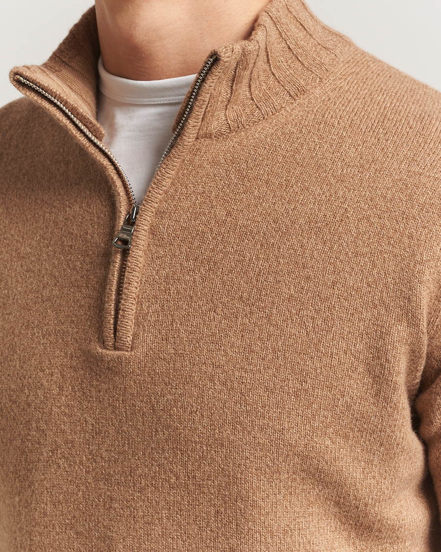 Hombres | Jerséis y prendas de punto | Oscar Jacobson | Paul Wool/Cashmere Half-Zip Beige