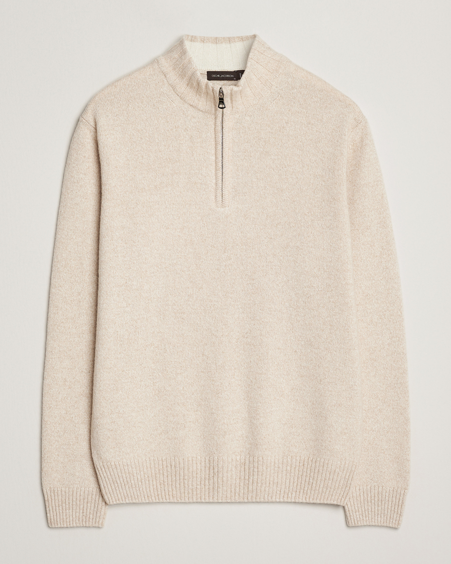 Hombres | Jerséis y prendas de punto | Oscar Jacobson | Paul Wool/Cashmere Half-Zip Creme