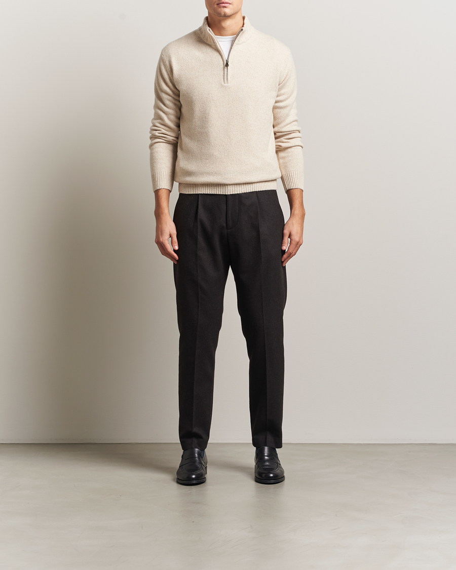 Hombres | Jerséis y prendas de punto | Oscar Jacobson | Paul Wool/Cashmere Half-Zip Creme