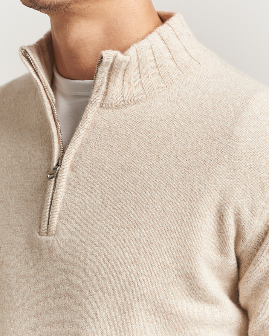Hombres | Jerséis y prendas de punto | Oscar Jacobson | Paul Wool/Cashmere Half-Zip Creme
