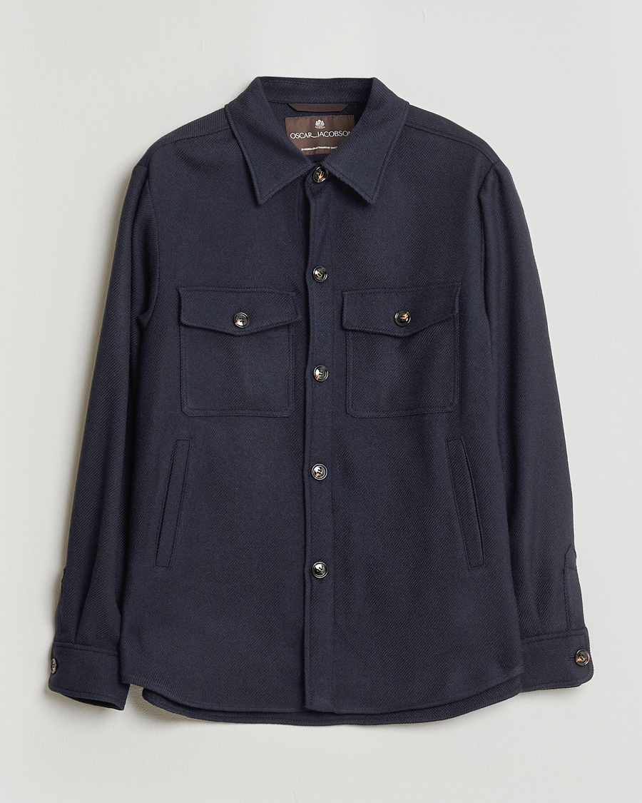 Hombres | Abrigos y chaquetas | Oscar Jacobson | Maverick Wool Overshirt Navy