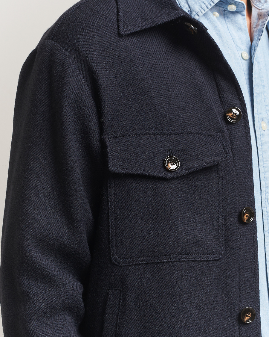 Hombres | Abrigos y chaquetas | Oscar Jacobson | Maverick Wool Overshirt Navy