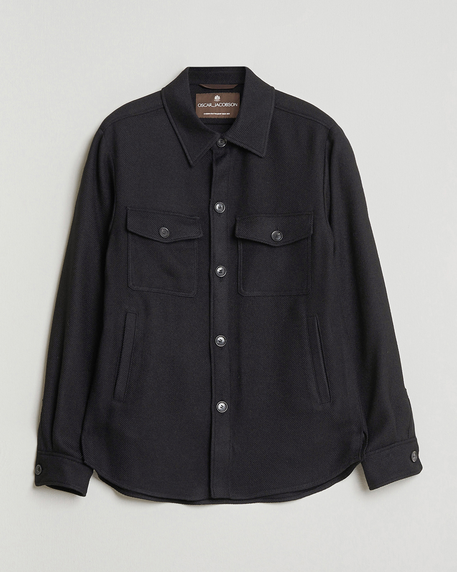 Hombres | Abrigos y chaquetas | Oscar Jacobson | Maverick Wool Overshirt Black