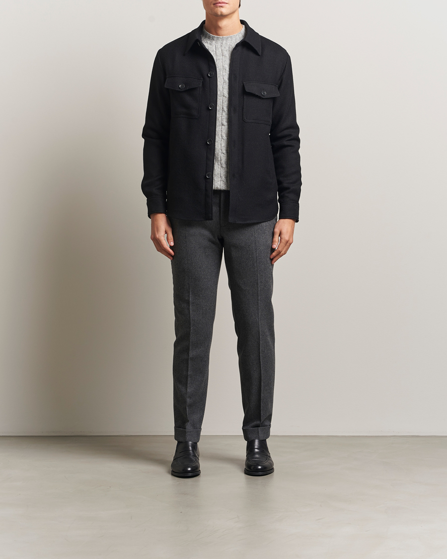Hombres | Abrigos y chaquetas | Oscar Jacobson | Maverick Wool Overshirt Black
