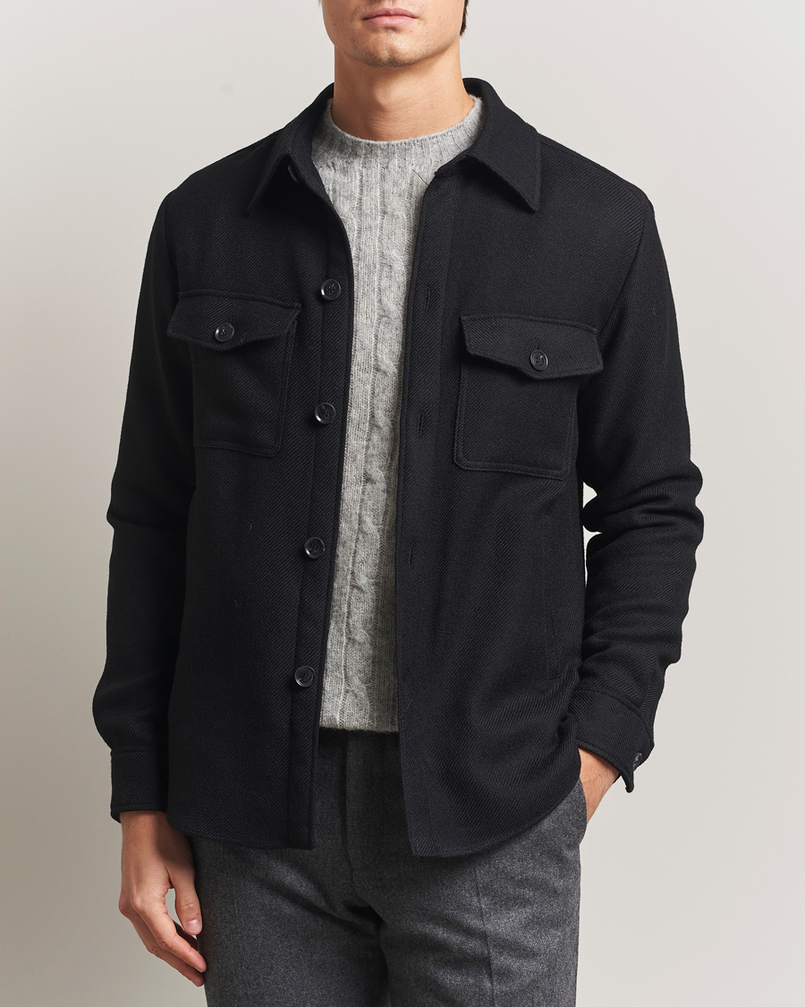 Hombres | Abrigos y chaquetas | Oscar Jacobson | Maverick Wool Overshirt Black