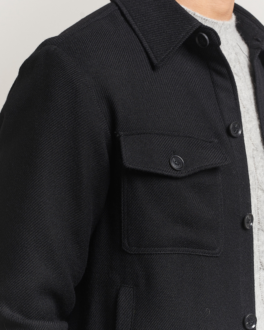 Hombres | Abrigos y chaquetas | Oscar Jacobson | Maverick Wool Overshirt Black