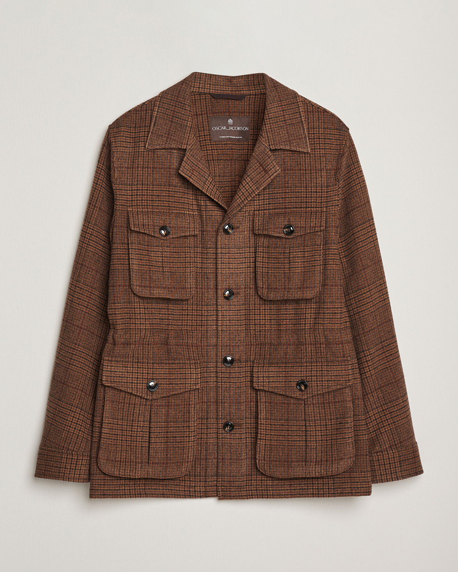 Hombres | Abrigos y chaquetas | Oscar Jacobson | Sirolo Checked Shirt Jacket Brown