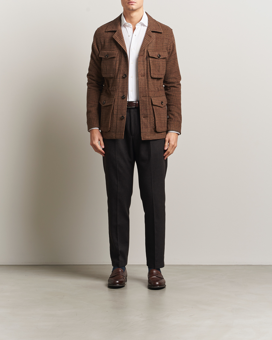 Hombres | Abrigos y chaquetas | Oscar Jacobson | Sirolo Checked Shirt Jacket Brown