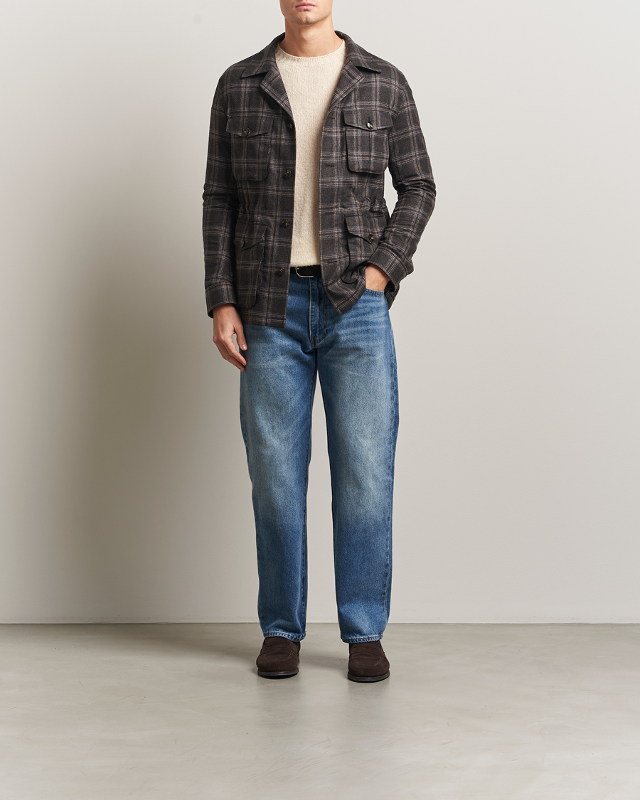Hombres | Abrigos y chaquetas | Oscar Jacobson | Sirolo Checked Shirt Jacket Brown/Blue