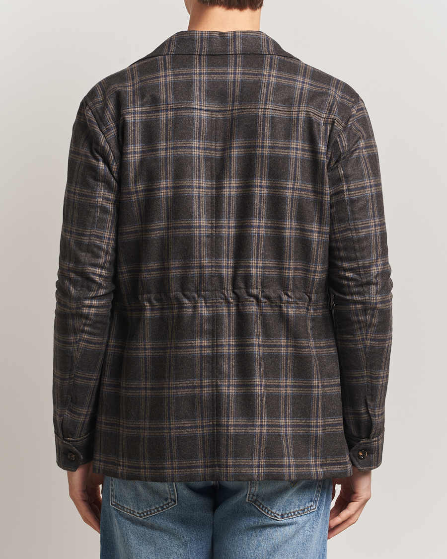 Hombres | Abrigos y chaquetas | Oscar Jacobson | Sirolo Checked Shirt Jacket Brown/Blue