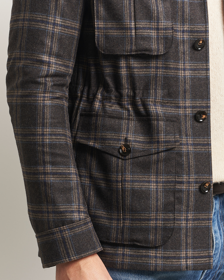 Hombres | Abrigos y chaquetas | Oscar Jacobson | Sirolo Checked Shirt Jacket Brown/Blue