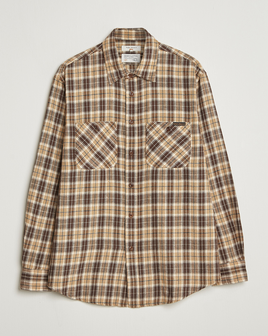 Hombres | Camisas | Nudie Jeans | Julian Checked Worker Shirt Brown