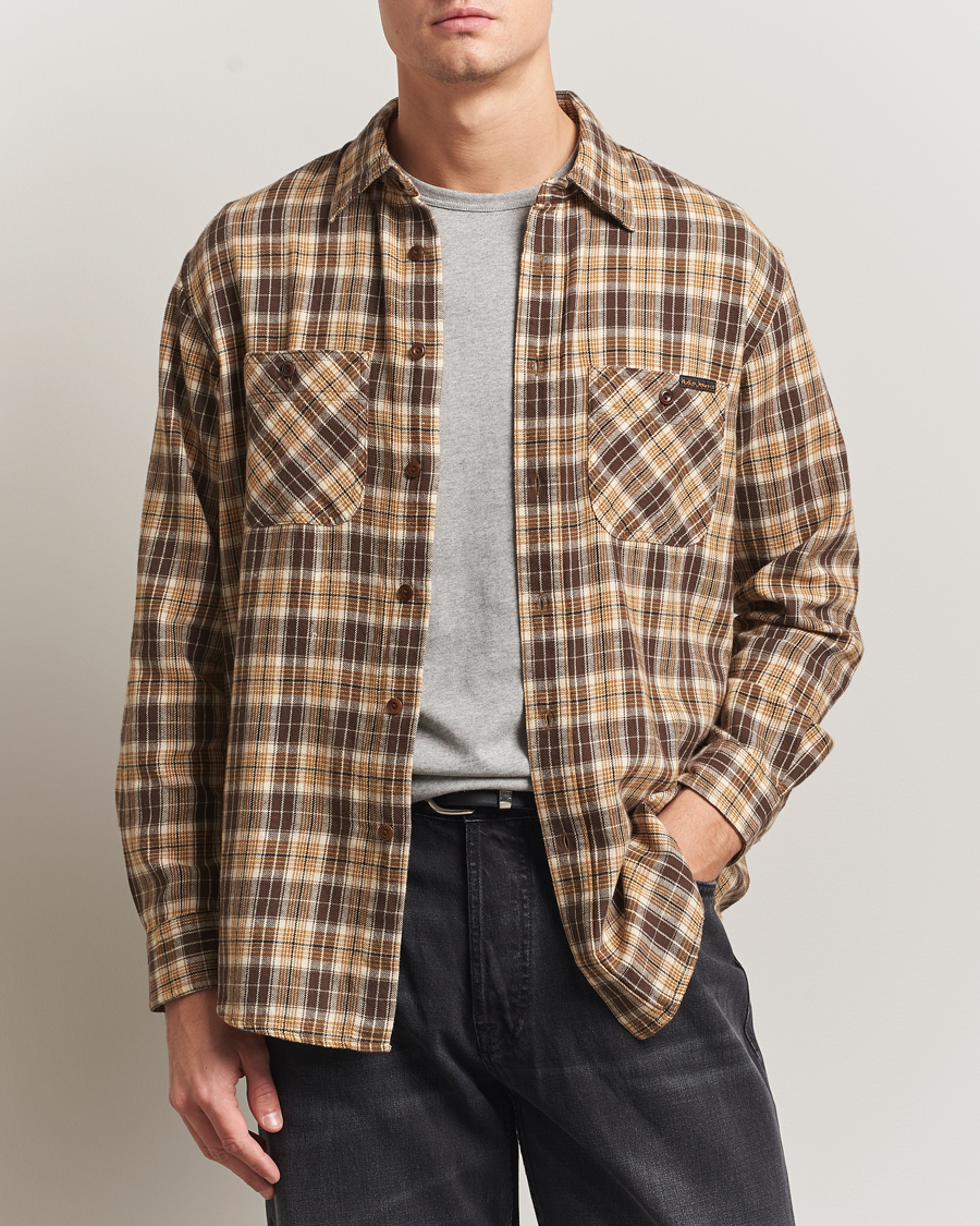 Hombres | Camisas | Nudie Jeans | Julian Checked Worker Shirt Brown
