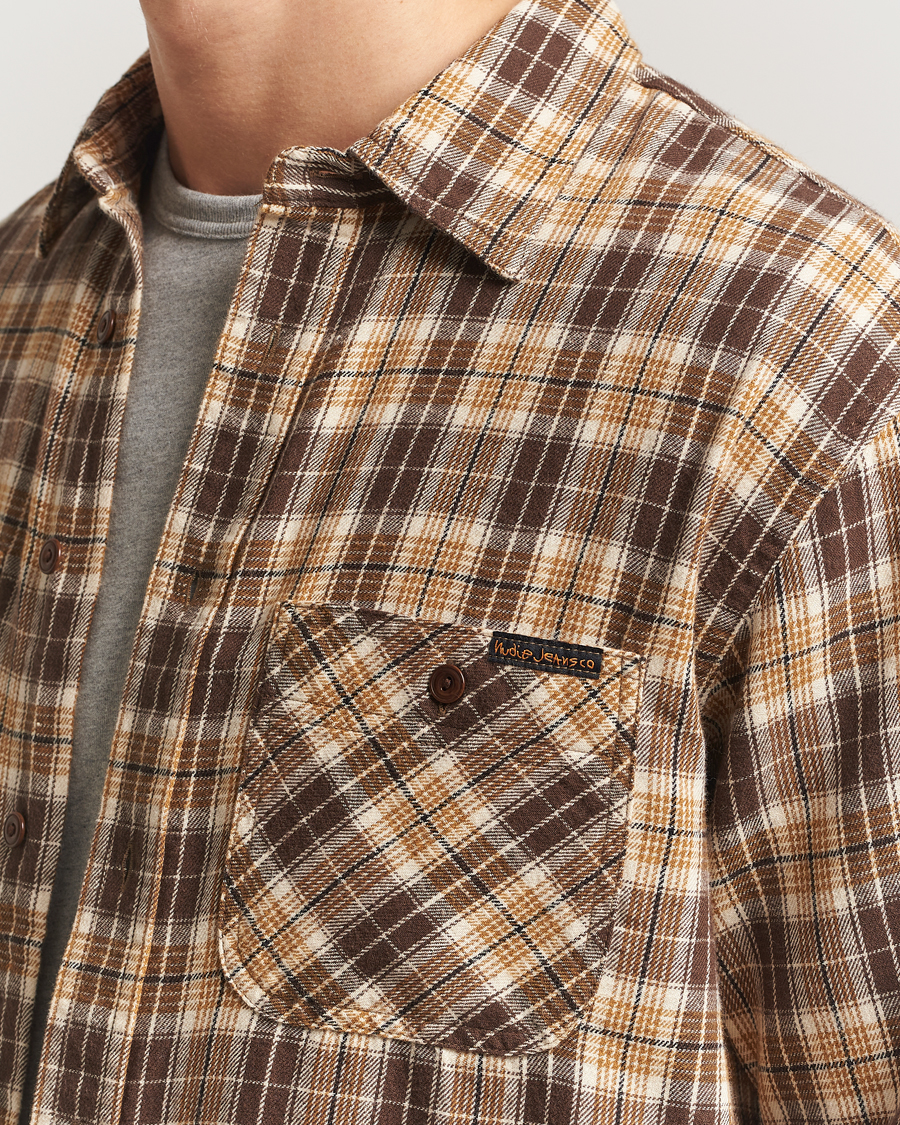 Hombres | Camisas | Nudie Jeans | Julian Checked Worker Shirt Brown