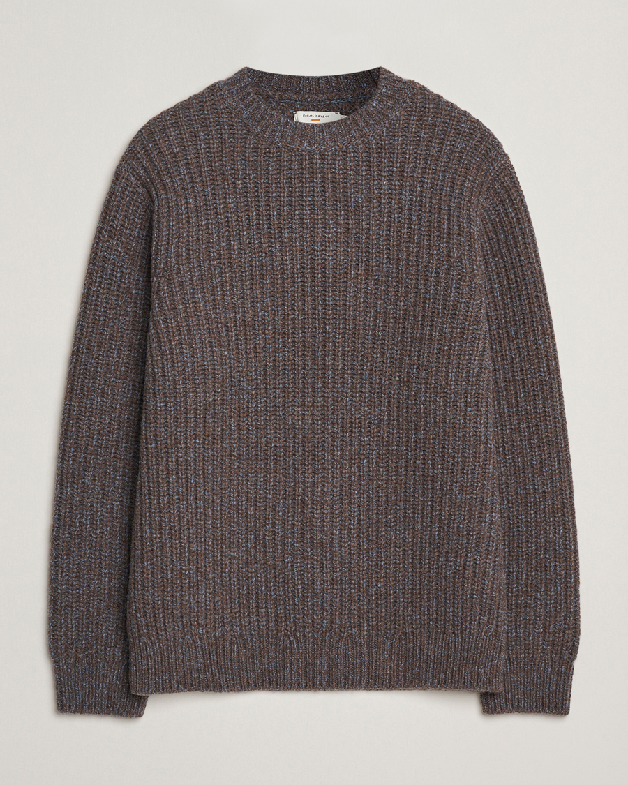 Hombres | Jerséis y prendas de punto | Nudie Jeans | August Chunky Knitted Wool Sweater Brown