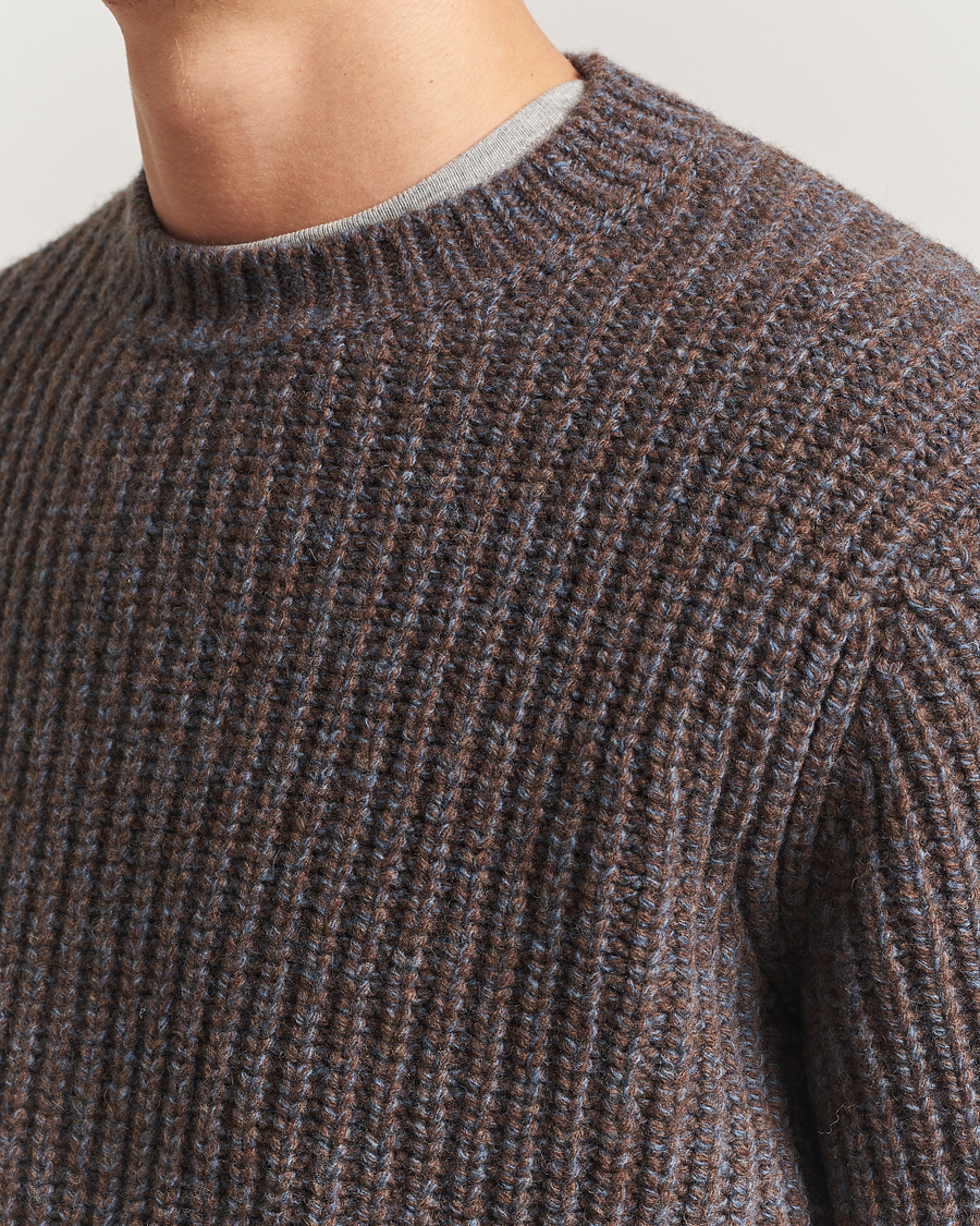 Hombres | Jerséis y prendas de punto | Nudie Jeans | August Chunky Knitted Wool Sweater Brown