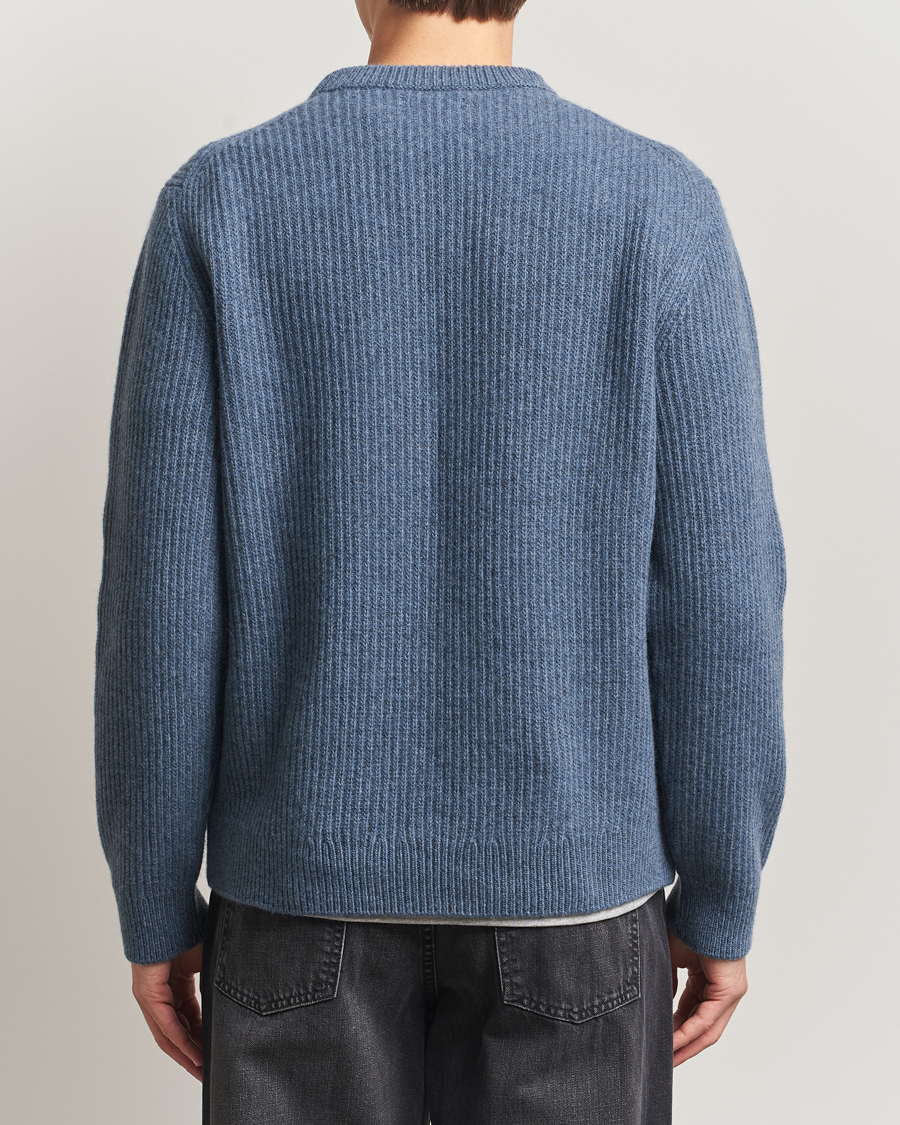 Hombres | Jerséis y prendas de punto | Nudie Jeans | August Wool Rib Knitted Sweater Blue Melange