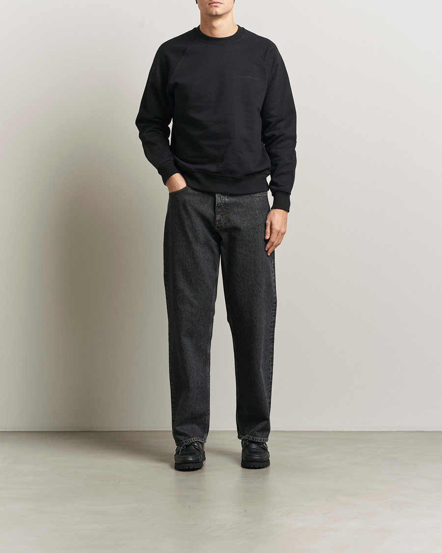 Hombres | Jerséis y prendas de punto | Nudie Jeans | Palle Logo Crew Neck Sweatshirt Black