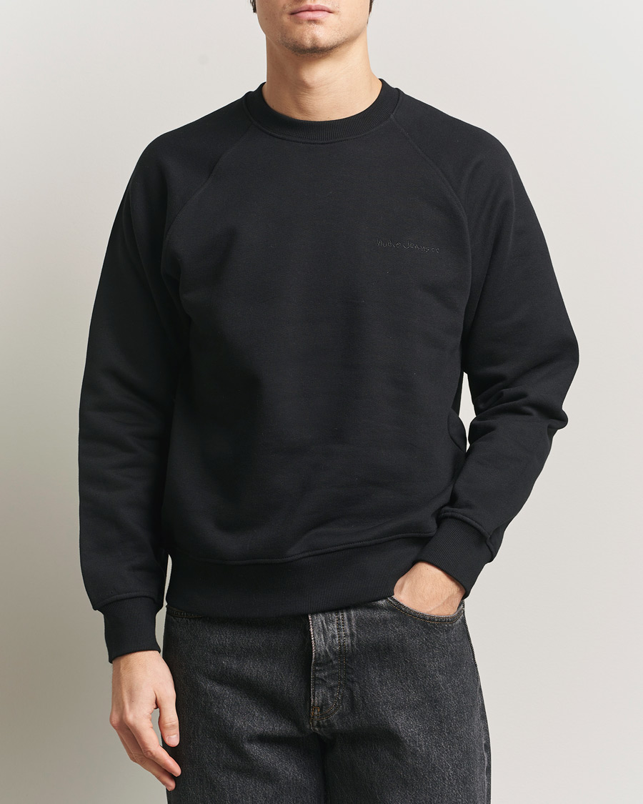 Hombres | Jerséis y prendas de punto | Nudie Jeans | Palle Logo Crew Neck Sweatshirt Black