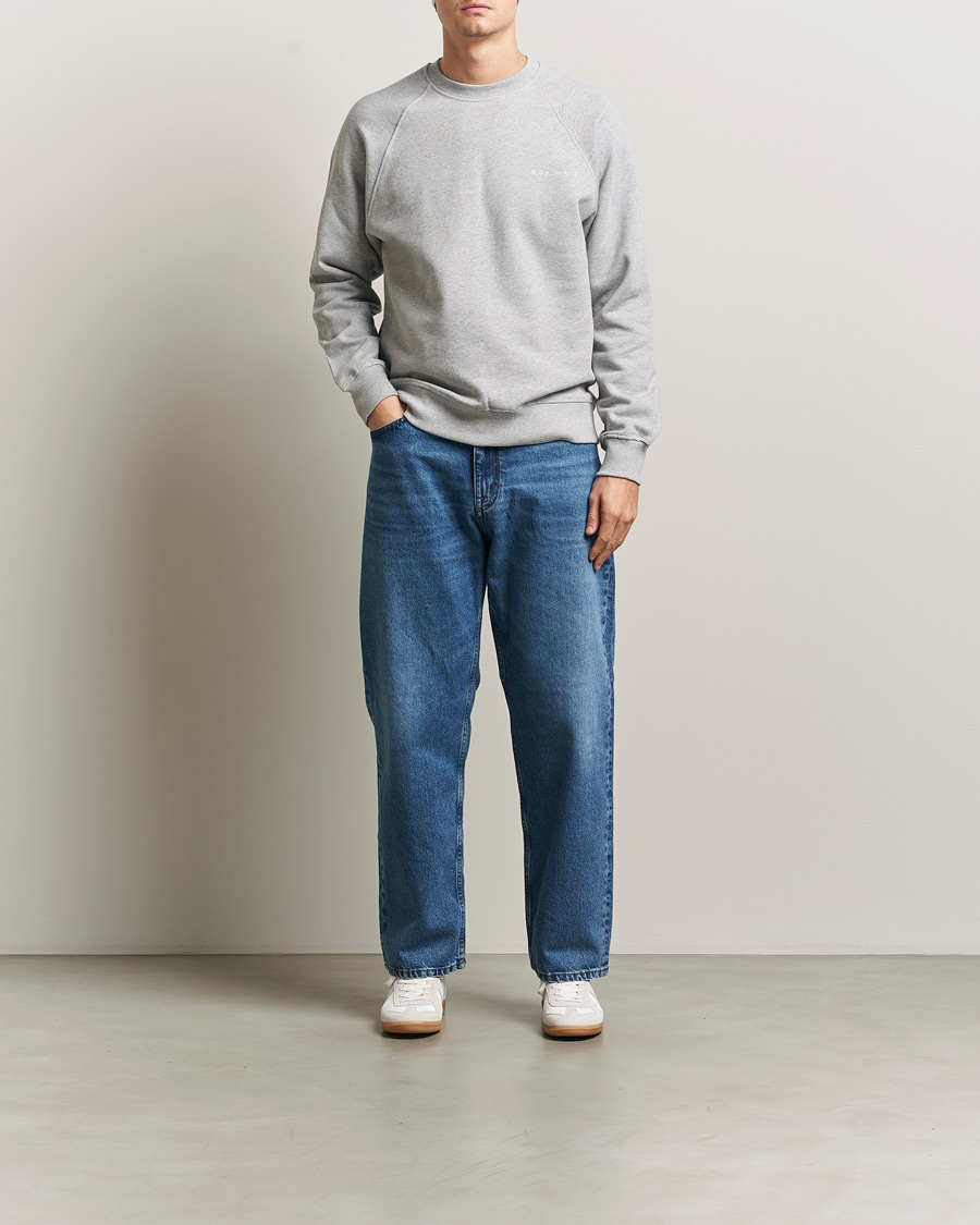 Hombres | Jerséis y prendas de punto | Nudie Jeans | Palle Logo Crew Neck Sweatshirt Grey Melange