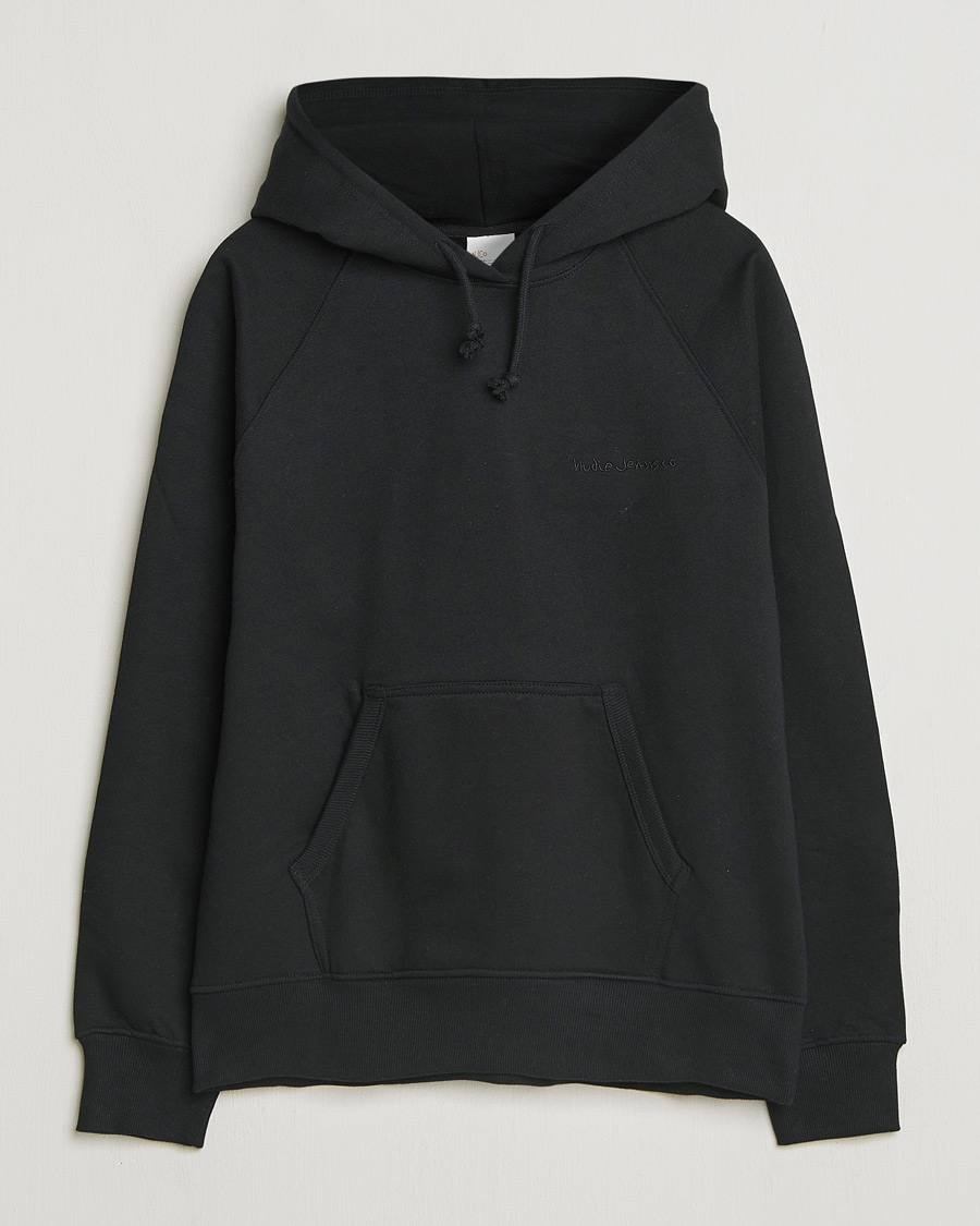 Hombres | Jerséis y prendas de punto | Nudie Jeans | Gunde Logo Hoodie Black