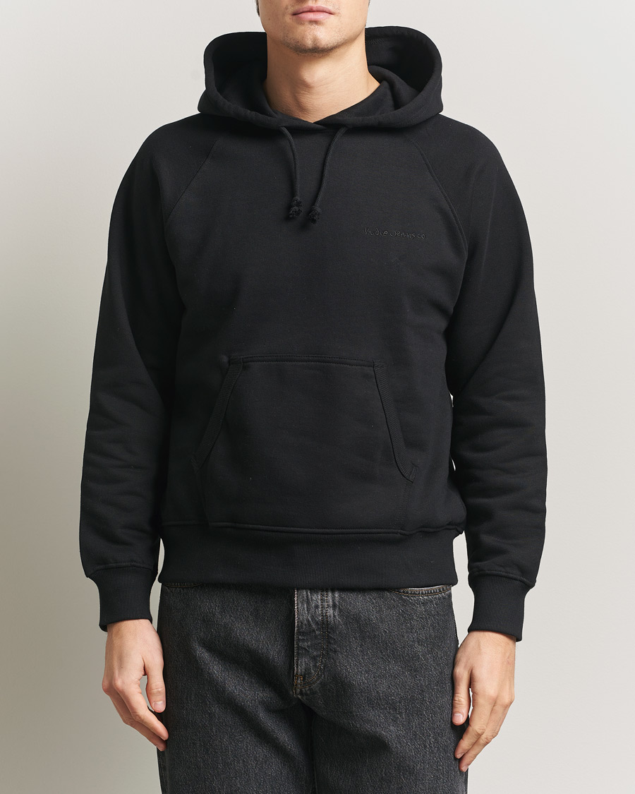 Hombres | Jerséis y prendas de punto | Nudie Jeans | Gunde Logo Hoodie Black
