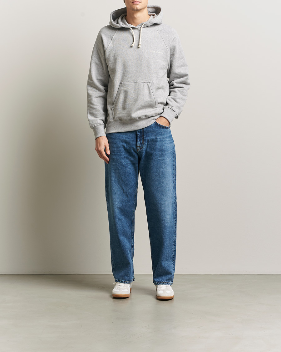 Hombres | Jerséis y prendas de punto | Nudie Jeans | Gunde Logo Hoodie Grey Melange