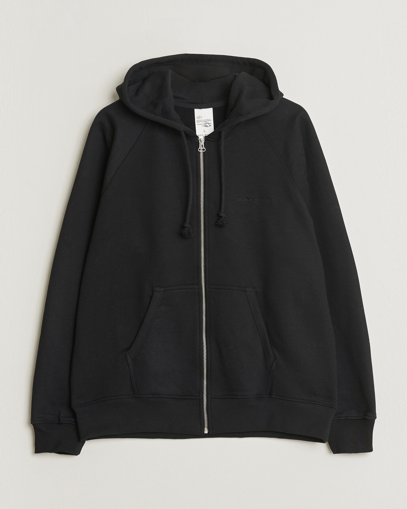 Hombres | Jerséis y prendas de punto | Nudie Jeans | Gunde Logo Full Zip Hoodie Black