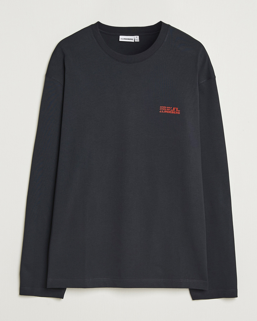 Hombres | Camisetas | J.Lindeberg | Walsh Printed Long Sleeve T-Shirt Black