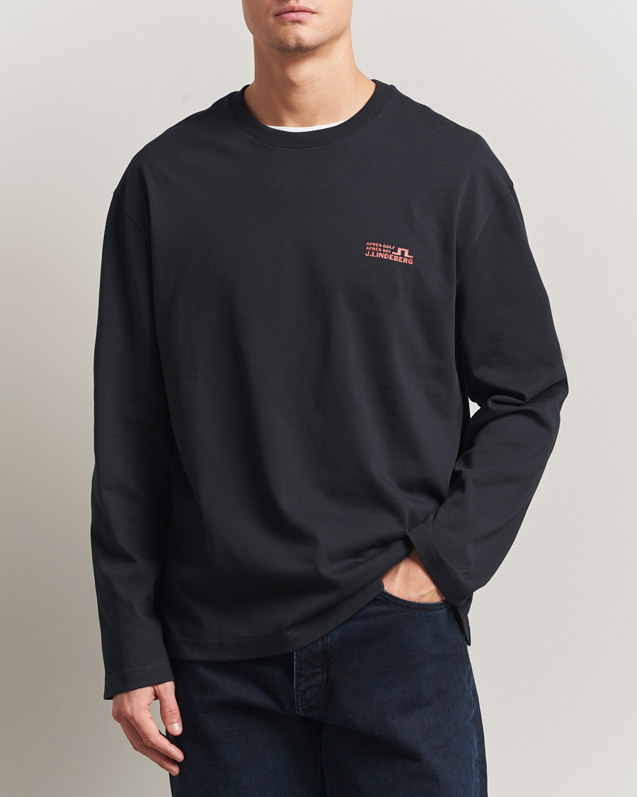 Hombres | Camisetas | J.Lindeberg | Walsh Printed Long Sleeve T-Shirt Black