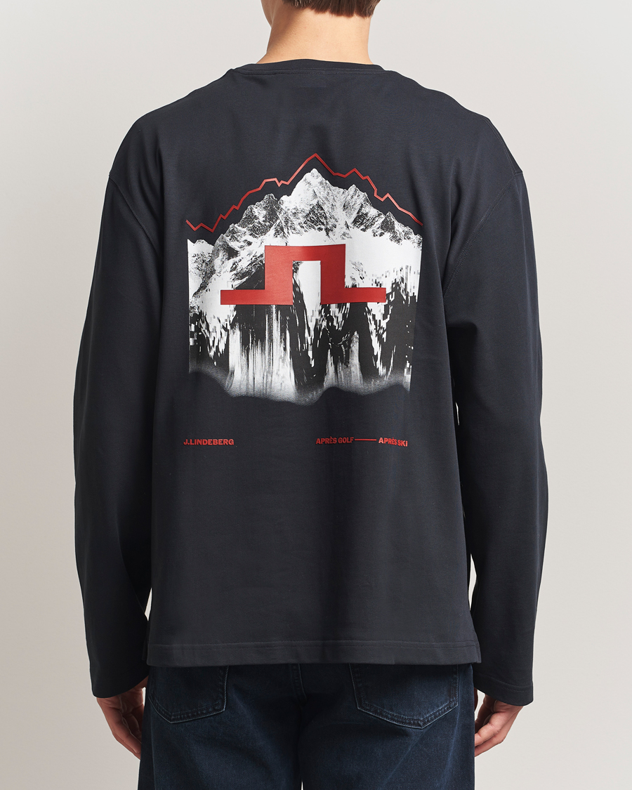 Hombres | Camisetas | J.Lindeberg | Walsh Printed Long Sleeve T-Shirt Black