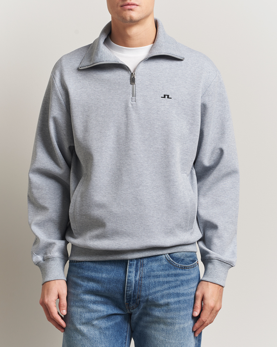 Hombres | Jerséis y prendas de punto | J.Lindeberg | Callan Jersey Half Zip Medium Grey Melange