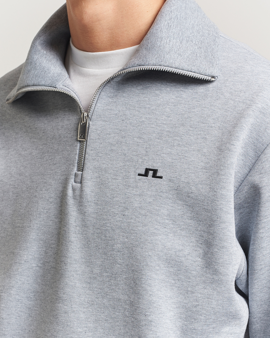 Hombres | Jerséis y prendas de punto | J.Lindeberg | Callan Jersey Half Zip Medium Grey Melange