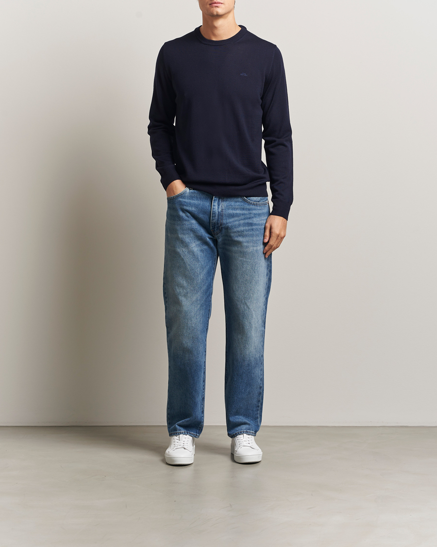 Hombres | Jerséis y prendas de punto | J.Lindeberg | Keane Merino Crew Neck Navy