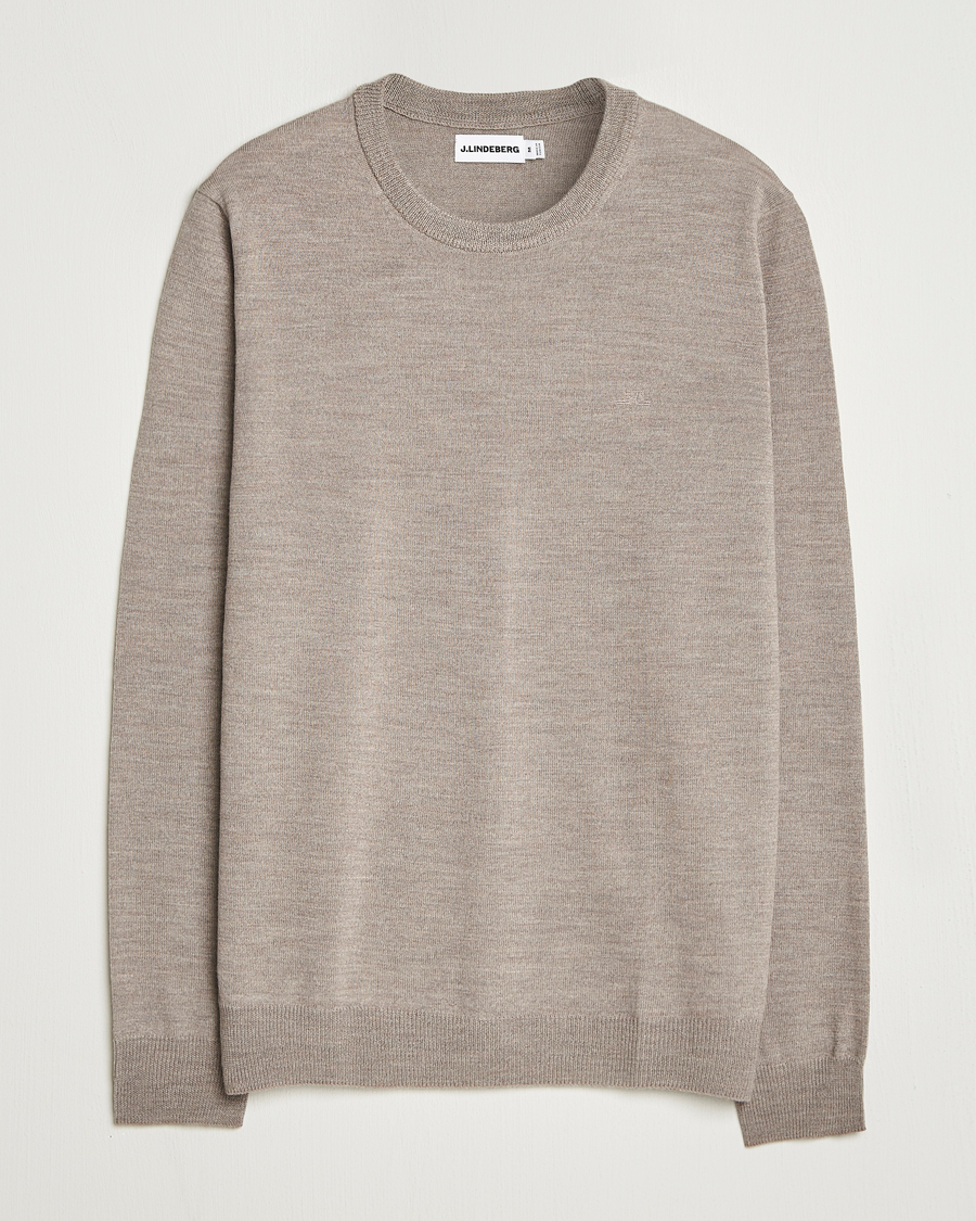 Hombres | Jerséis y prendas de punto | J.Lindeberg | Keane Merino Crew Neck Brindle Melange