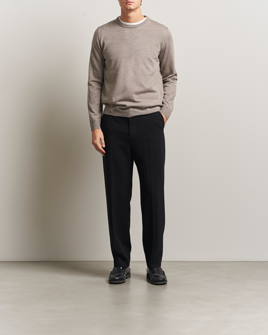 Hombres | Jerséis y prendas de punto | J.Lindeberg | Keane Merino Crew Neck Brindle Melange