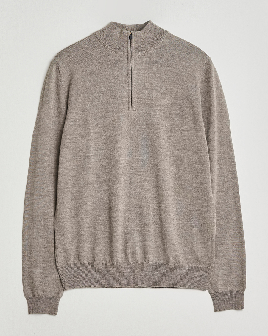 Hombres | Jerséis y prendas de punto | J.Lindeberg | Kiyan Merino Half Zip Brindle Melange