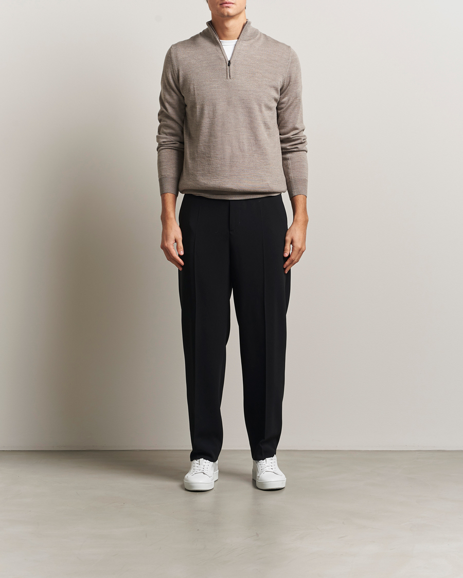 Hombres | Jerséis y prendas de punto | J.Lindeberg | Kiyan Merino Half Zip Brindle Melange