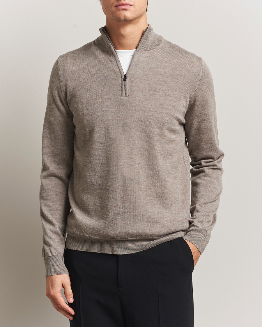 Hombres | Jerséis y prendas de punto | J.Lindeberg | Kiyan Merino Half Zip Brindle Melange