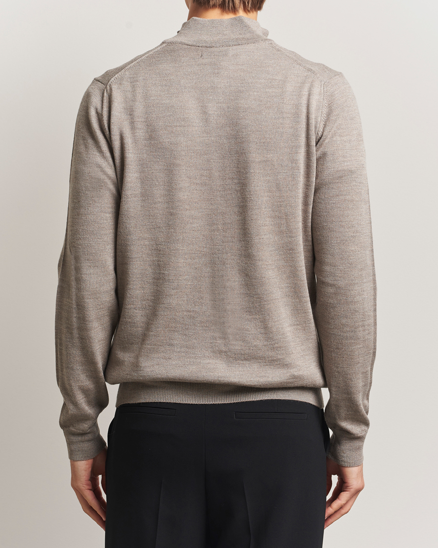 Hombres | Jerséis y prendas de punto | J.Lindeberg | Kiyan Merino Half Zip Brindle Melange