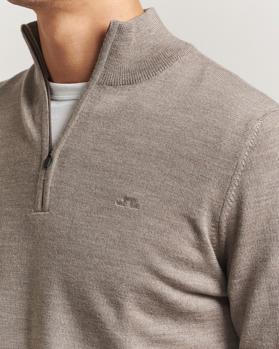 Hombres | Jerséis y prendas de punto | J.Lindeberg | Kiyan Merino Half Zip Brindle Melange