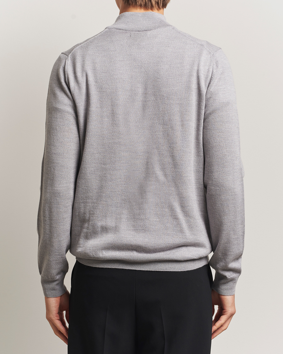 Hombres | Jerséis y prendas de punto | J.Lindeberg | Kiyan Merino Half Zip Medium Grey Melange