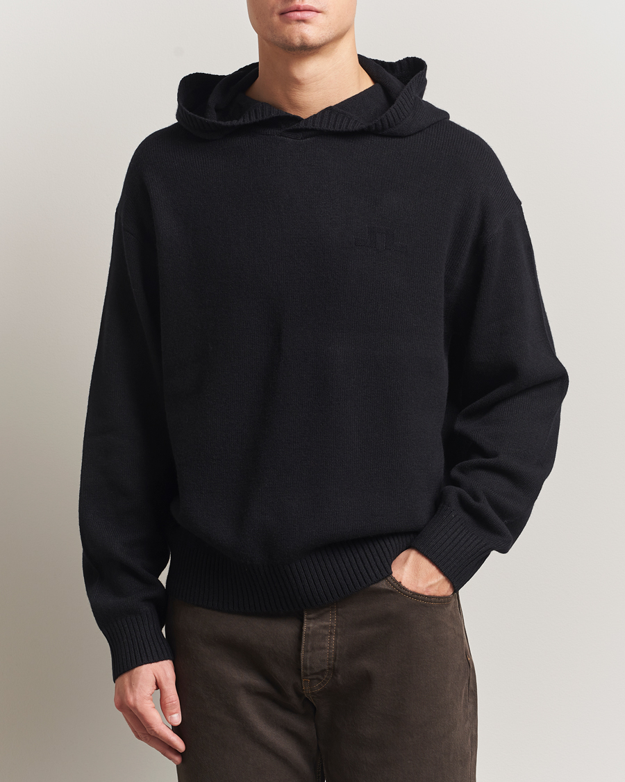 Hombres | Jerséis y prendas de punto | J.Lindeberg | Edward Wool Knitted Hoodie Black