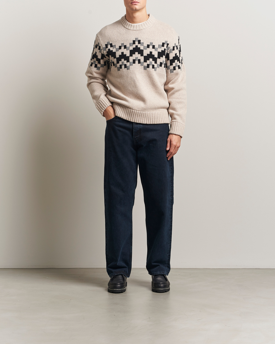 Hombres | Jerséis y prendas de punto | J.Lindeberg | Faris Wool Knitted Fairisle Sweater Moonbeam