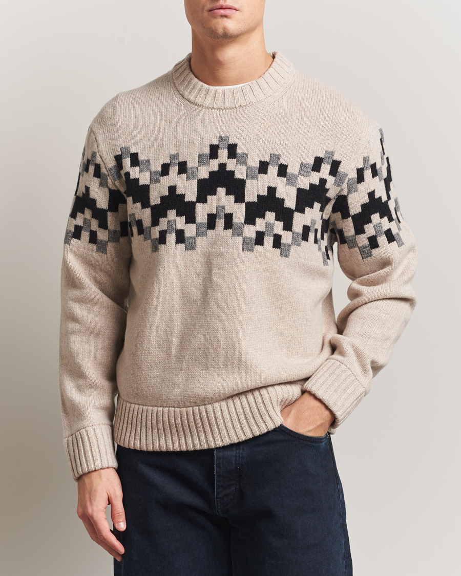 Hombres | Jerséis y prendas de punto | J.Lindeberg | Faris Wool Knitted Fairisle Sweater Moonbeam