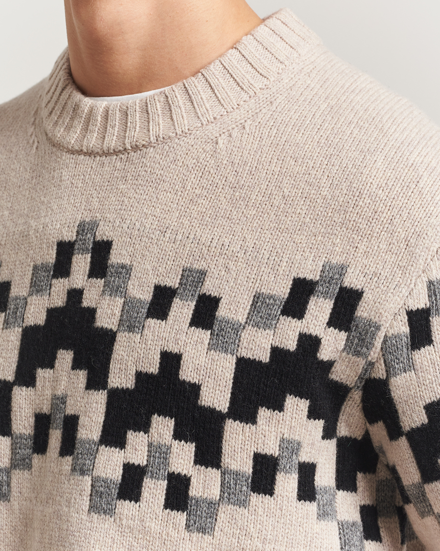 Hombres | Jerséis y prendas de punto | J.Lindeberg | Faris Wool Knitted Fairisle Sweater Moonbeam