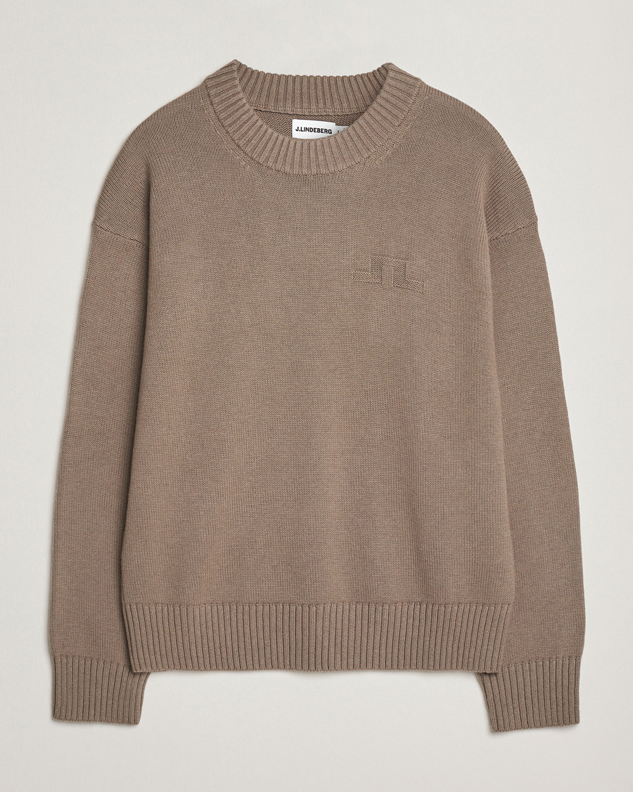 Hombres | Jerséis y prendas de punto | J.Lindeberg | Eddy Wool/Cotton Knitted Sweater Brindle