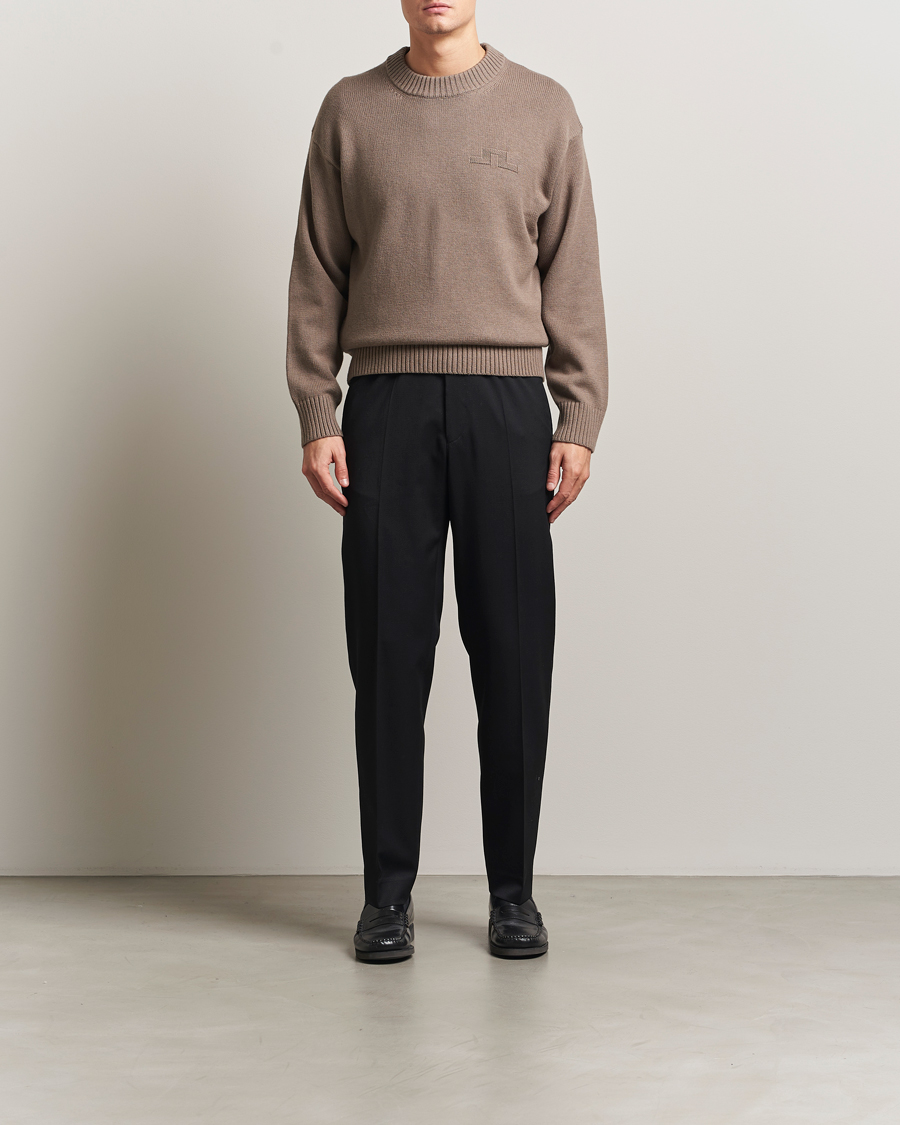 Hombres | Jerséis y prendas de punto | J.Lindeberg | Eddy Wool/Cotton Knitted Sweater Brindle